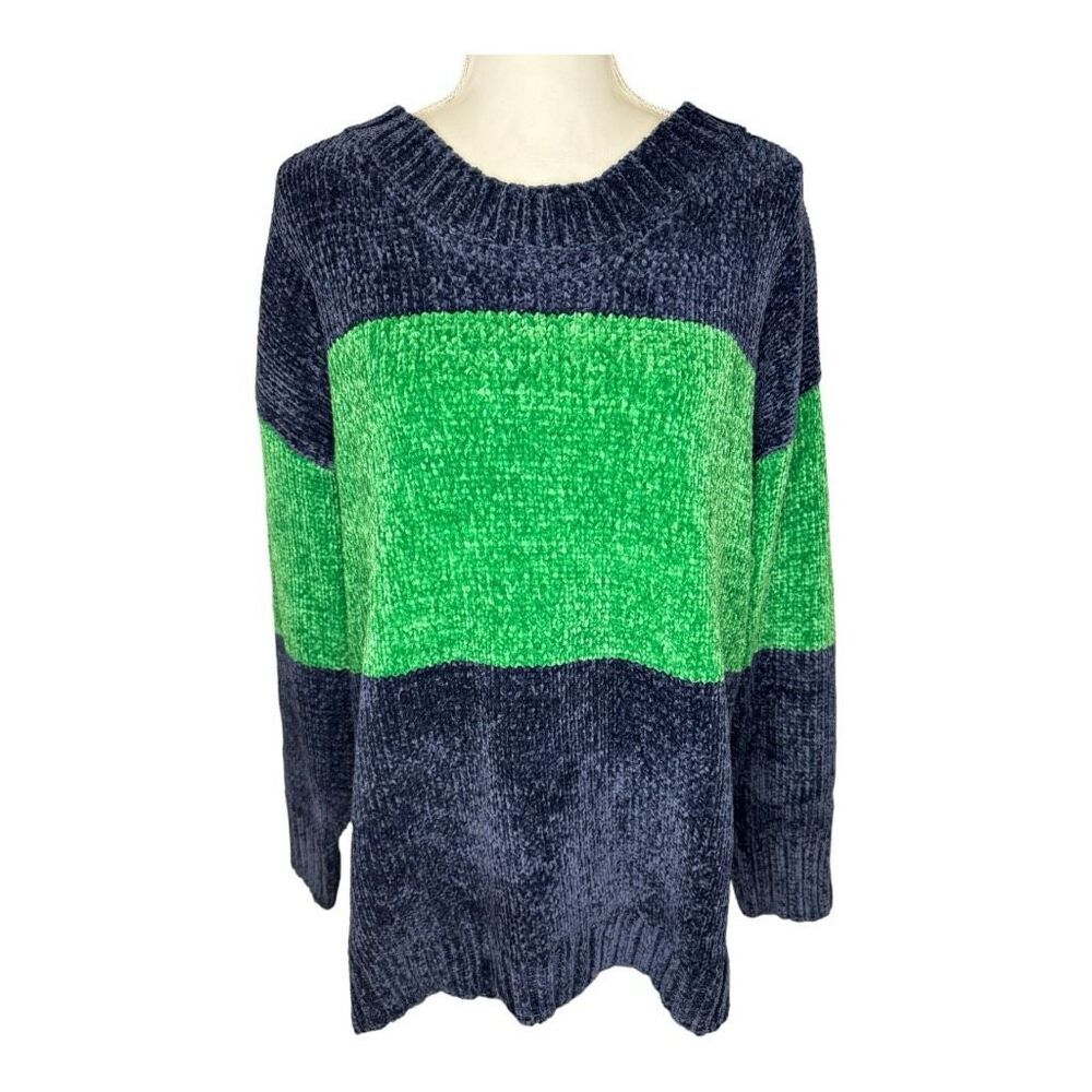 NEW OFFLINE By Aerie Women’s Medium Blue & Green Chenille Sweater NWT